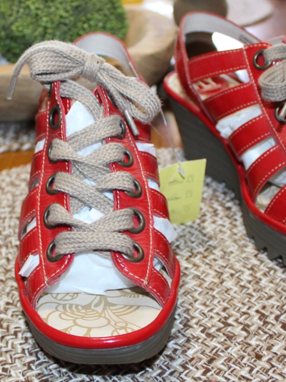 NWT Fly London YITO red leather lace from wedges size 40 (women's 9.5 to 10) - Picture 14 of 14